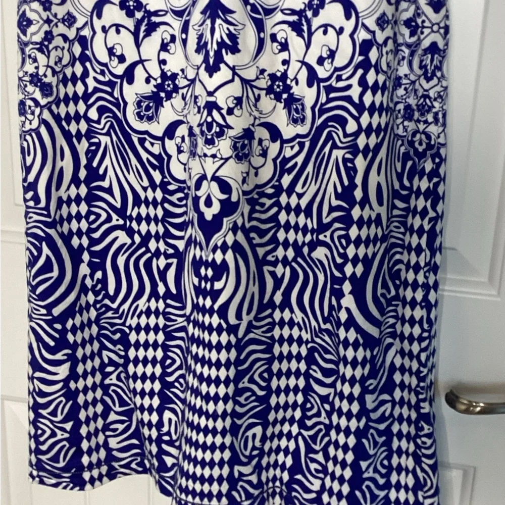 Max Studio Blue and White Halter Dress.  Sz. Med Boho, Summertime, Resortwear - Picture 6 of 9
